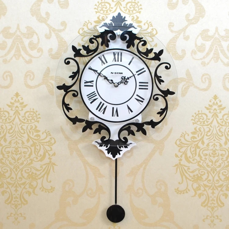 2020 Retro Stiliaus švytuoklinis laikrodis Kūrybos kambarį Šiuolaikinės apdailos Kvarco sieninis laikrodis judėjimo Romos švytuoklės žiūrėti Top G063