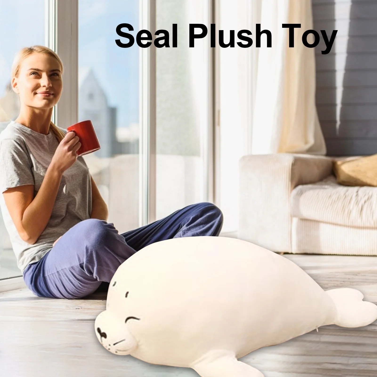 Mielas Baltas Ruonis Plushie Minkštas Pliušas Pagalvės Žaislas, Patogus Įdaryti Jūros Gyvūnų Žaislai Vaikams Namų Sofos Apdailos Lėlės