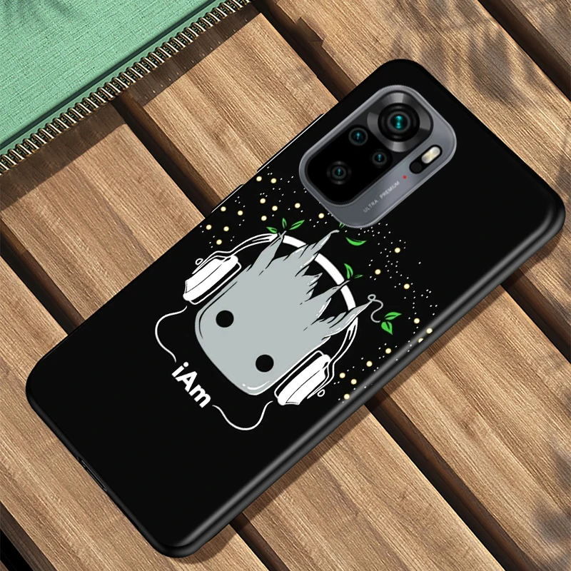 Stebuklas Keršytojas Groot už Xiaomi Redmi 10 Pastaba 10S 9 9T 9S 8 8T Pro Max Black TPU Minkštas Telefono dėklas