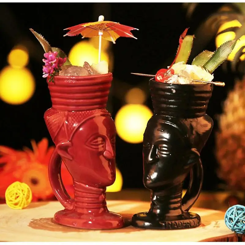 Baras Tiki Vyno Taurė Asmenybės Havajai Kokteilių Taurės Kūrybinė Grupė Keraminės, Akmens Statula Gerti Šampano Taure Atostogų Dovanų