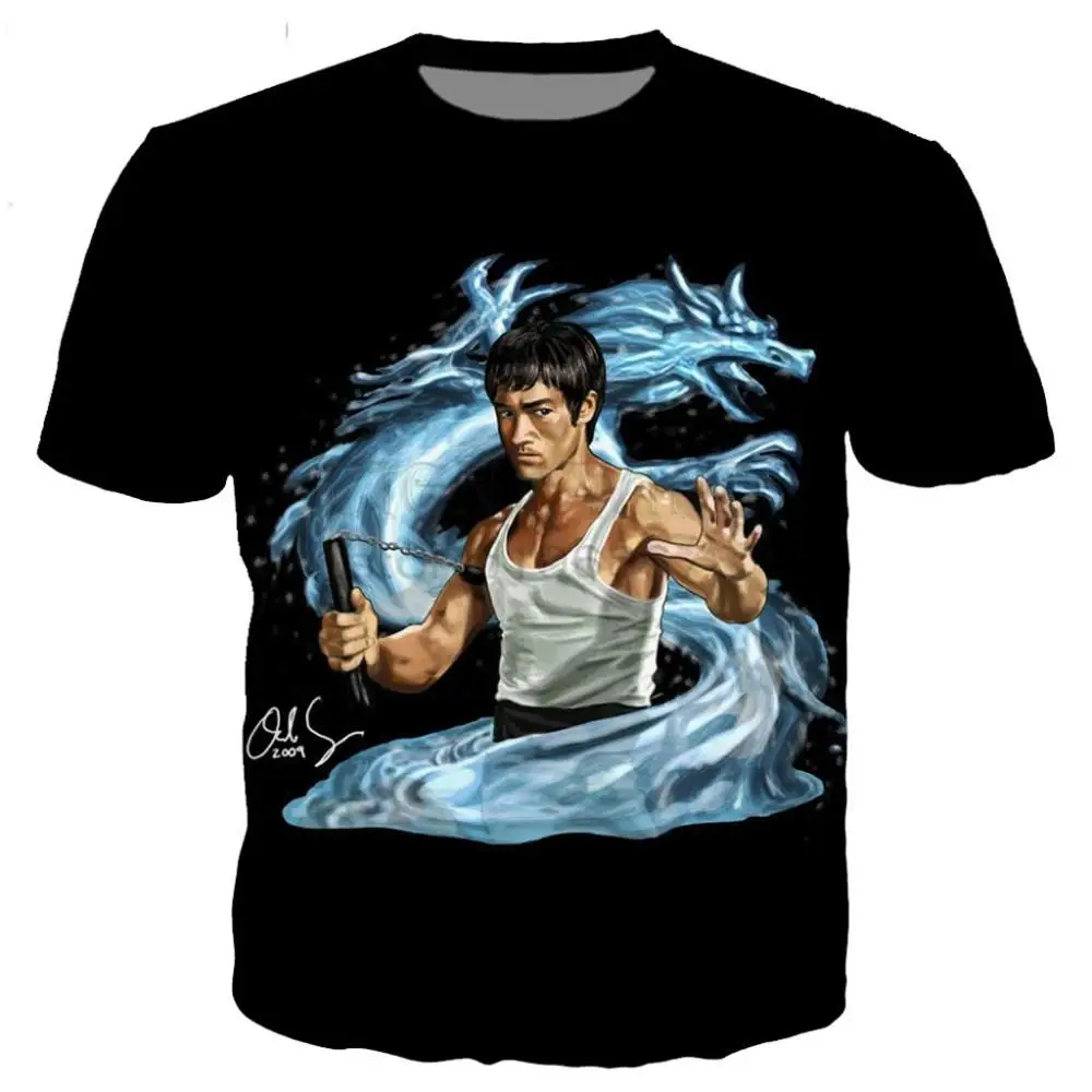 Klasikinio Bruce Lee Marškinėliai Vyrams, Moterims, 3D Atspausdintas Suvenyrinius Marškinėlius Streetwear Atsitiktinis