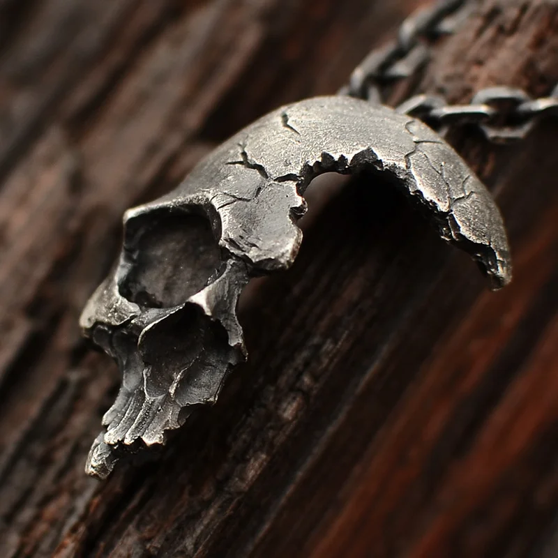 Skeletas Kaukolės Pusę Veido Karoliai Vyrams Asmenybė Tamsiai Gotikos Nerūdijančio Plieno Papuošalai Hip-Hop