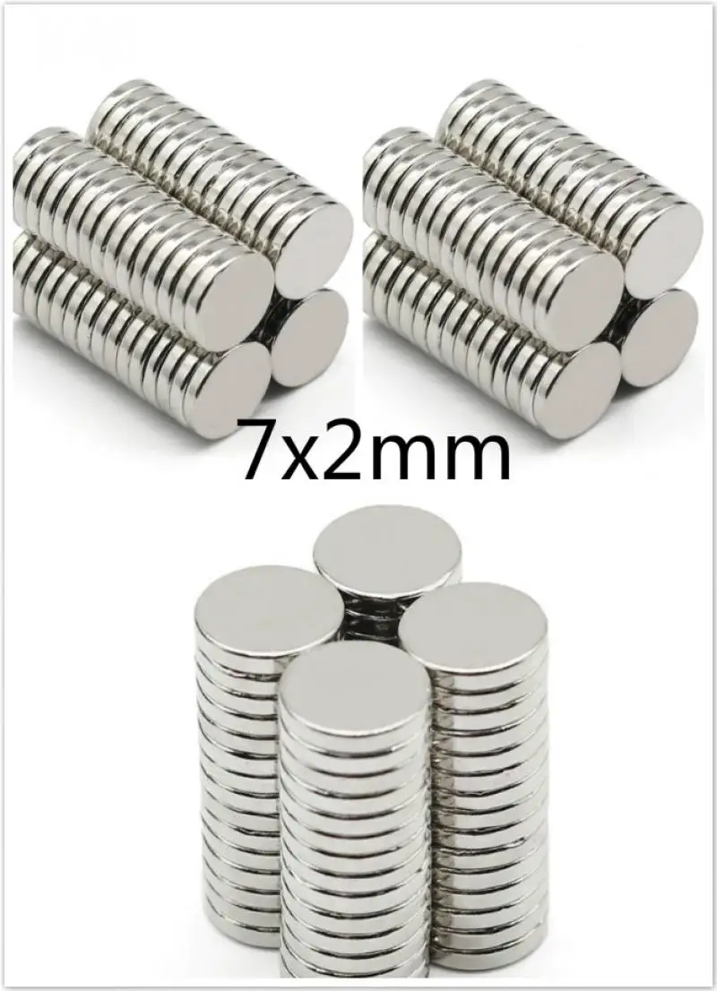 25/50/100 Vnt Neodimio Magnetas 7x2mm N35 NdFeB Turas Super Galinga, Stipri, Nuolatinio Magnetinio Disko imanes