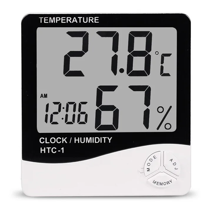 LCD Elektroninis Skaitmeninis Temperatūros, oro Drėgmės Matuoklis Namų Patalpų Lauko Termometras su Drėgmėmačiu Oras Stotis Laikrodis HTC-1 