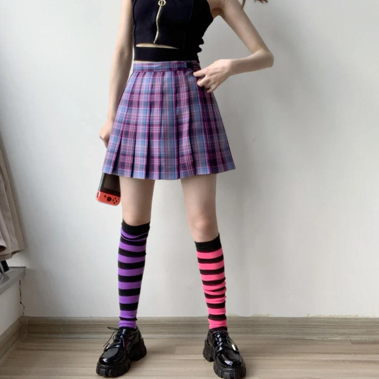 Japonijos Aukštųjų vamzdis Tinklinės Kojinės Dryžuotas Spalvos Anime Minkštas Mergina Studentų Jk Vienodas Punk, Gothic Kawaii Girl Gothic Lolita Kojinės