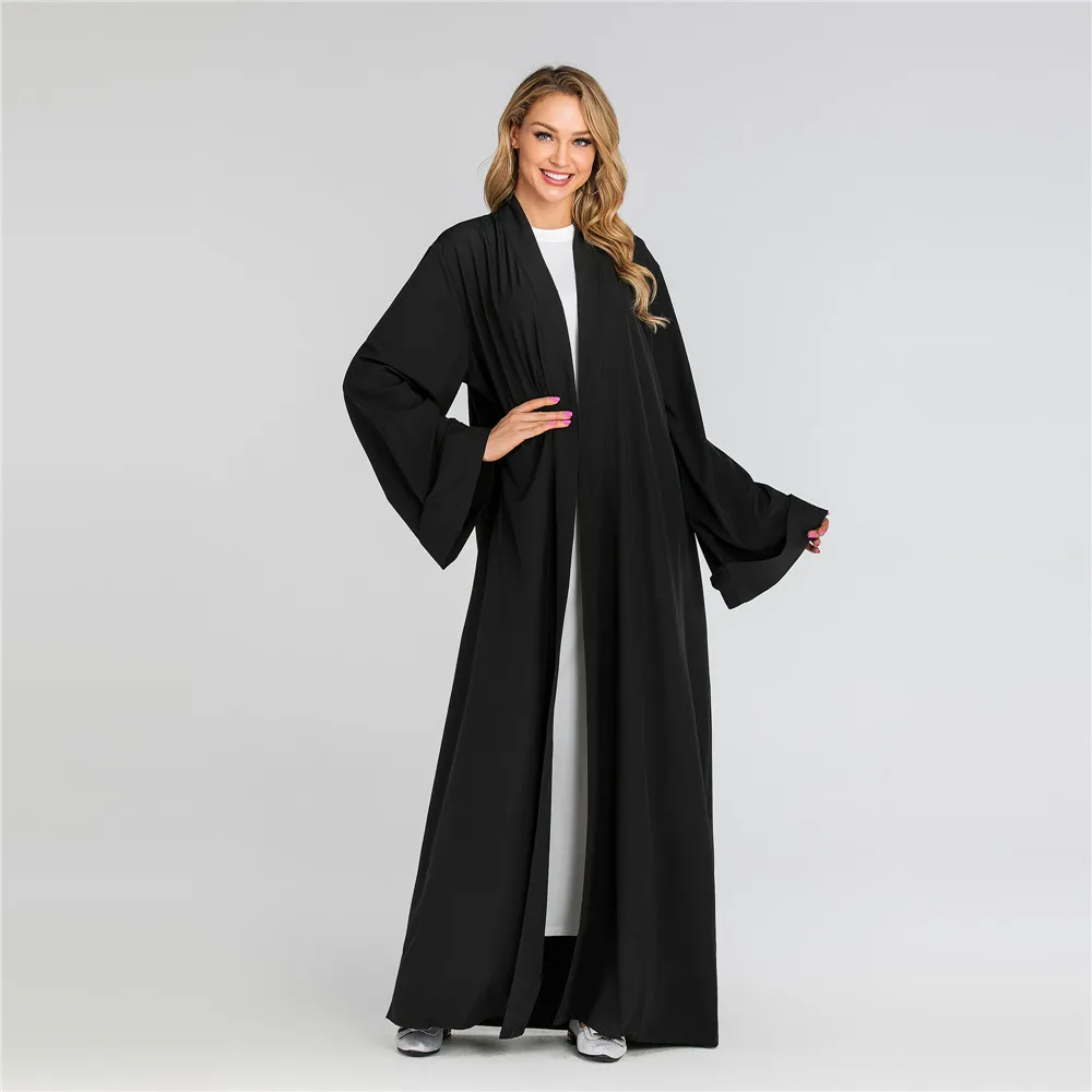 Dubajus Skraiste Sprogo Švarus Cardigan Atidaryti Abaja 2021 Kimono Islamo Musulmonų Drabužiai Moterims, Suknelės Islamo Vestuvių Dovana vientisos Spalvos XL