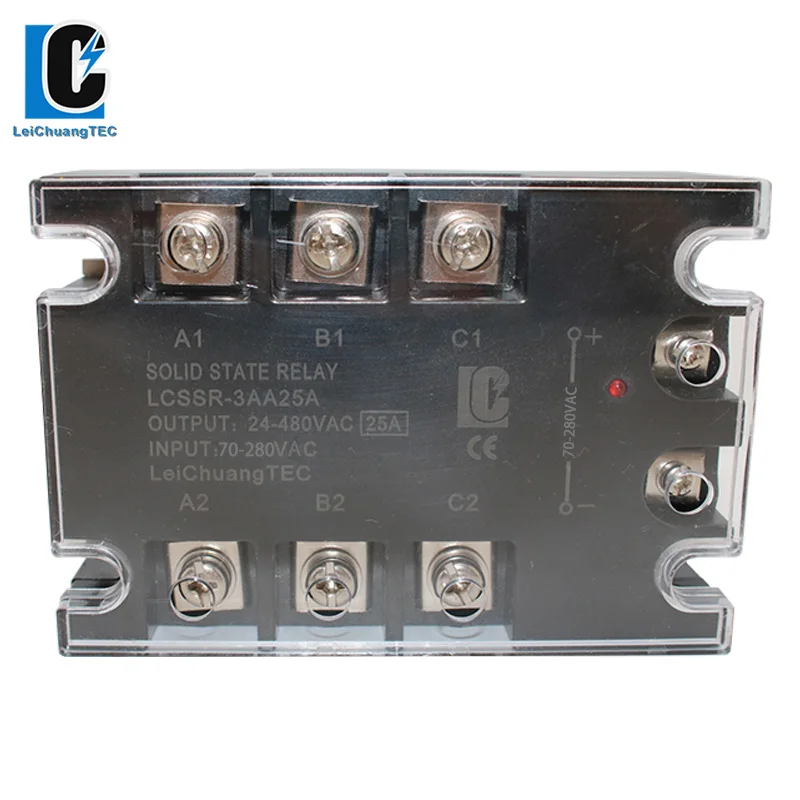 Trijų Fazių (Solid State Relay SSR 10A-120A AC Kontrolės AC SSR, 70-280VAC 24-280VAC