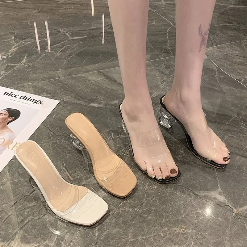 Moterų Sexy Sandalai Aukšti Kulniukai Ponios Mados Šlepetės Plius Dydis Aikštėje Kojų Skaidrus Siurbliai Naujus Moteriškus Vasaros Batų Patogumas