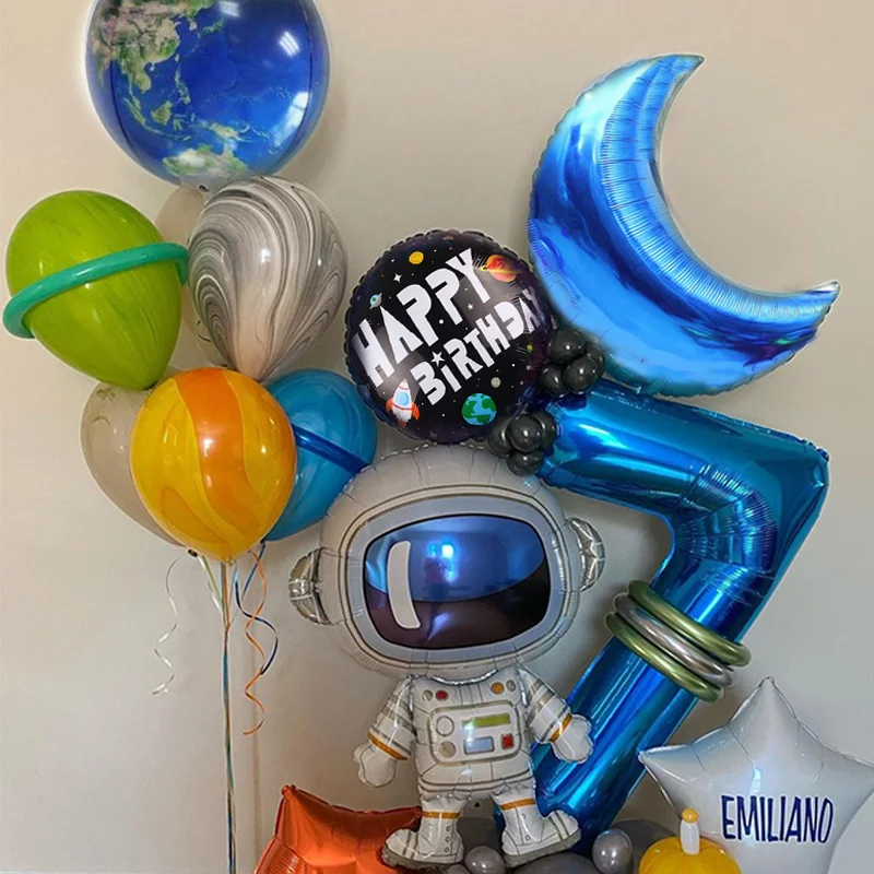 1set Kosmoso Šalies Astronautu Balionai Raketų Folija Balionai Galaxy Temą Šalis Berniukas Vaikams Gimtadienio Dekoro Helio Globals