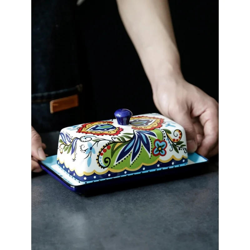 8inch Kūrybinės Keramikos Sviestas Lauke Europos Stalo Lėkštę su Dangčiu Sviesto Keptuvėje Sviesto Desertas Patiekalas Sūrio Laikymo Dėžutė