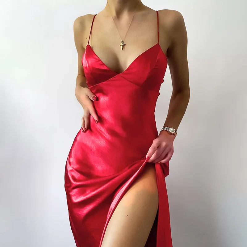Moterų Suknelė Seksualus Giliai V Kaklo 2021 M. Vasarą Klubas Šalis Suknelė Soild Spageti Dirželis Elegantiškas Bodycon Y2k Atsitiktinis Moterų Suknelė