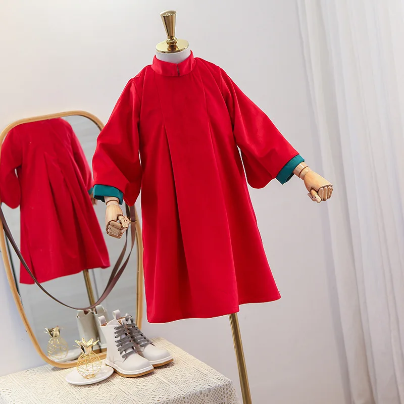 Mergaičių suknelė rudens ir žiemos 2020 nauja vaikų cheongsam suknelė mergaitėms raudona metinės suknelė plius aksomo sustorėjimas