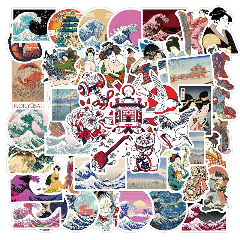50pcs/daug Ukiyoe Lipdukai Japonijos Katsushika Hokusai, Grafiti, Lipdukai, Nešiojamas Bagažo Apdaila