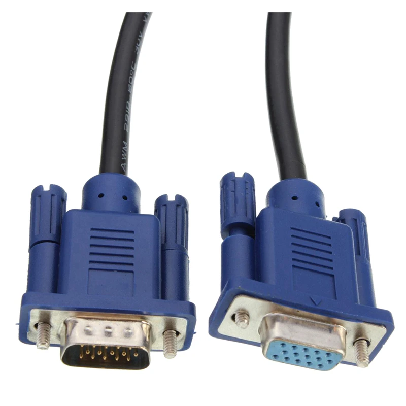 1.5 m VGA, SVGA plug to socket Extension Cable connection cable PC TV monitor Black+Blue