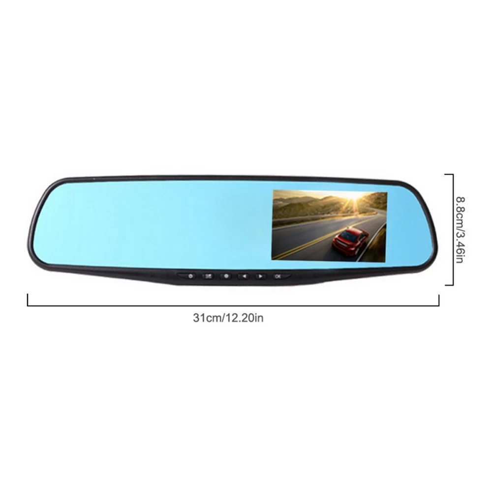 Automobilių DVR Dual Lens Car Kamera Full Hd 1080p Vaizdo įrašymo Kamera Automobilio apverstas Vaizdas su Dvigubo Objektyvo Brūkšnys, Kamera, Automobilio Kamera Veidrodis