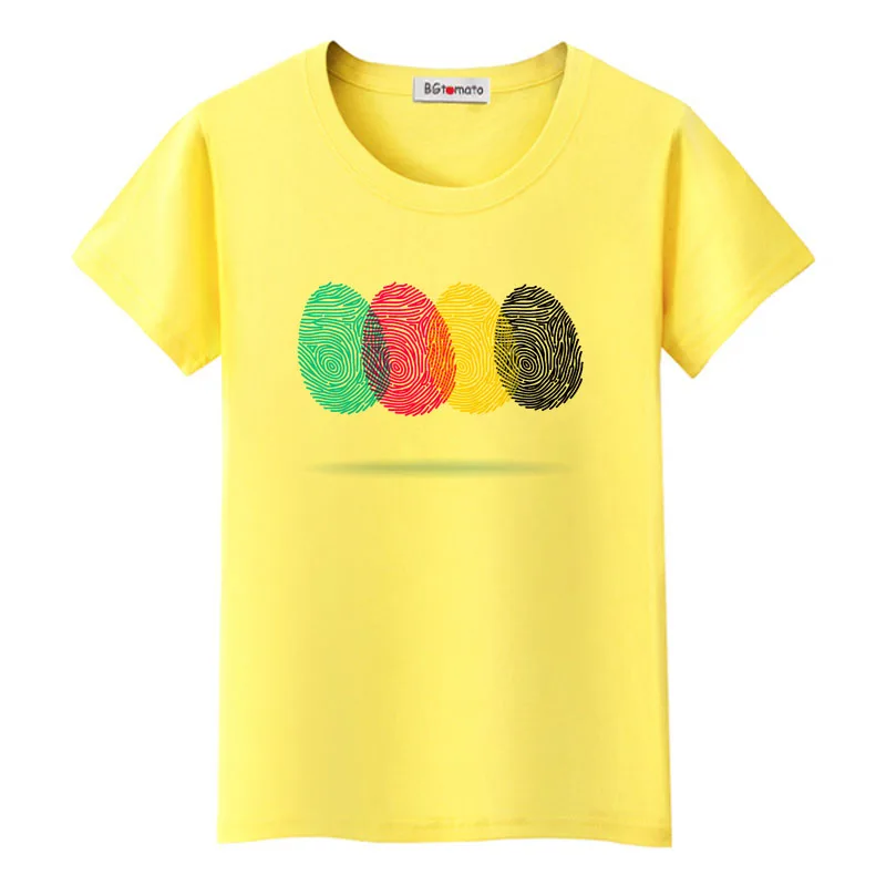 BGtomato spalvinga pirštų atspaudų marškinėlius kūrybinis dizainas marškinėliai moterims mados streetwear kietas viršūnes pirštų atspaudų t-shirt moterims