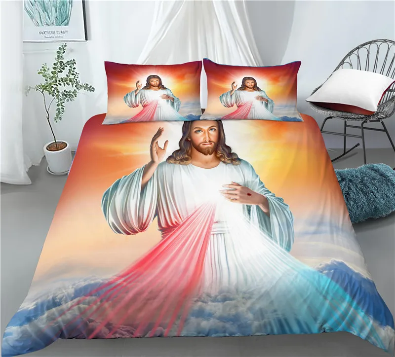 Namų Gyvenimo Prabanga 3D Jėzus, Dievas Spausdinimo 2/3Pcs Patogus Antklode Padengti Užvalkalas Patalynės Komplektai Karalienė ir Karalius ES/JAV/AU Dydis