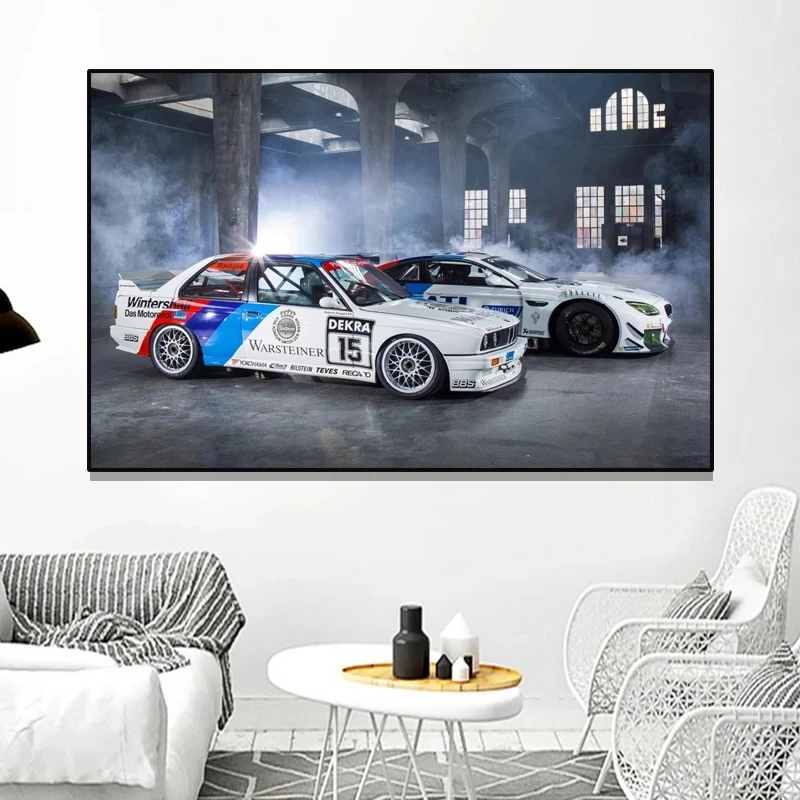 Modernus BMW automobilių plakatai ir spausdina, superautomobilį M6 E30 lenktynių drobės sienų dekoravimo kambarį miegamasis