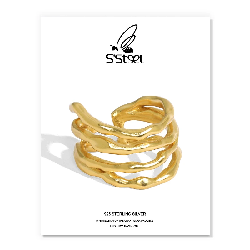 S'STEEL Nereguliarus Žiedai Sterlingų Sivler 925 Moterų Dizainas Minimalistinis Asmeninį Atidaryti Žiedas Joyas De Plata 925 Mujer Papuošalai