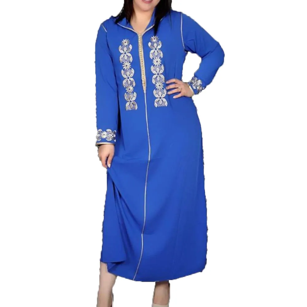 Moterų Suknelė Musulmonų Rudenį Naujų 2021 vientisos Spalvos Siuvinėjimo Su Gobtuvu, ilgomis Rankovėmis Prarasti Atsitiktinis Temperamentas Paprastumas