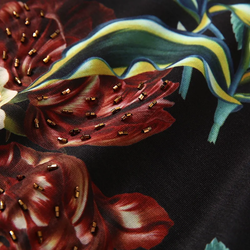 AELESEEN Dizainerio Mados Moterų Vasaros Tees Juoda Spalvinga Gėlių Spausdinti Duobute Atsitiktinis Atostogų Prarasti Ponios T-Shirt