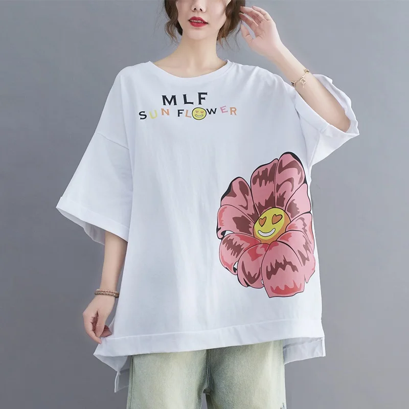 Trumpas rankovės medvilnės derliaus atsitiktinis palaidų summer tee marškinėliai moterims t-shirt ponios marškinėlius 2021 viršūnes drabužių streetwear