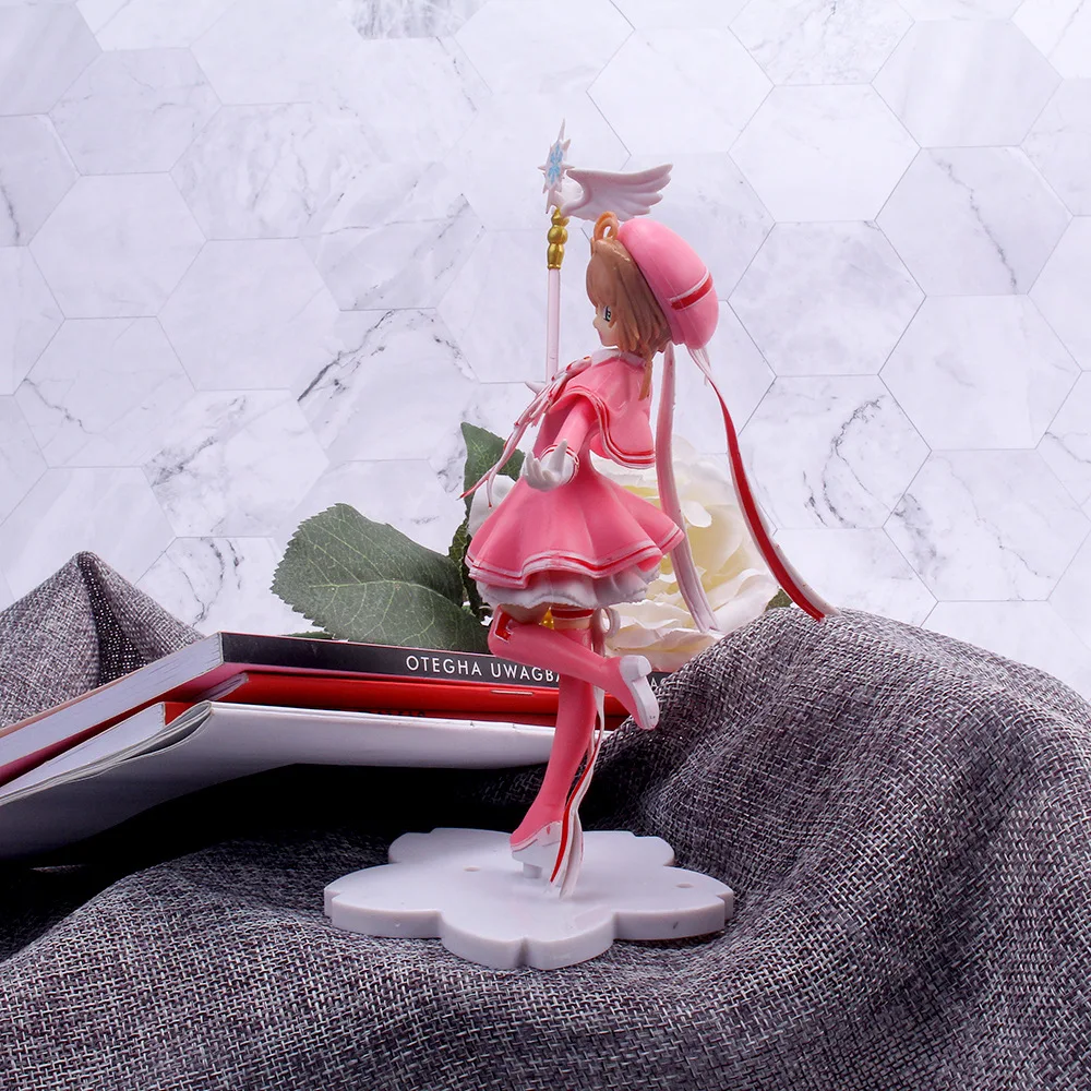 Anime Puikus Rožinis Kortelės Gūstītājs SAKURA PVC Anime Pav Merginos PVC Modelis Žaislai, Magic Wand Mergaičių Automobilių Pyragas Papuošalai Dovana