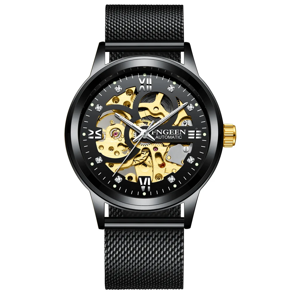 Vyrų Laikrodžiai Automatinis Mechaninis Laikrodis Vyrų Tourbillon Laikrodis Aukso Mados Skeletas Žiūrėti Viršų Markės Laikrodį Relogio Masculino
