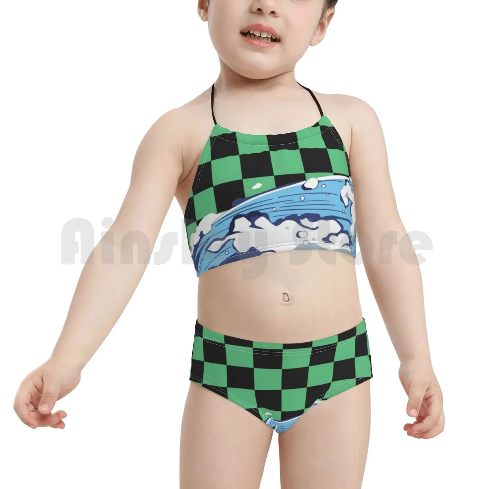 Tanjiro Marškinėliai Modelis Bangos Maudymosi Kostiumėlį Bikini Paminkštintas Aukštos Juosmens Anime Tanjiro Kimetsu Nr. Yaiba