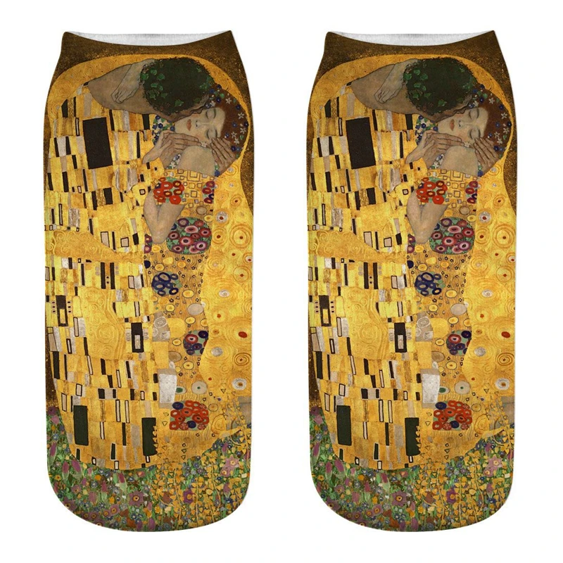 1 pora 3D spausdinimo kojinės iš vienos pusės Van Gogh aliejaus tapybai vyrų ir moterų asmenybės meno derliaus pasaulyje žinomų tapybos valtis kojinės