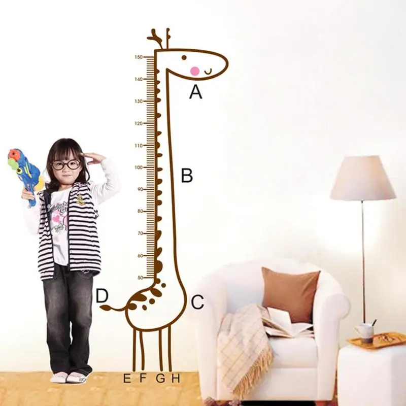 Žirafa Aukštis Priemonė Siena Lipdukas Šeimų Vaikams Kambariai Aukštis Diagramos Valdovas Namų Dekoravimo Lipdukus 