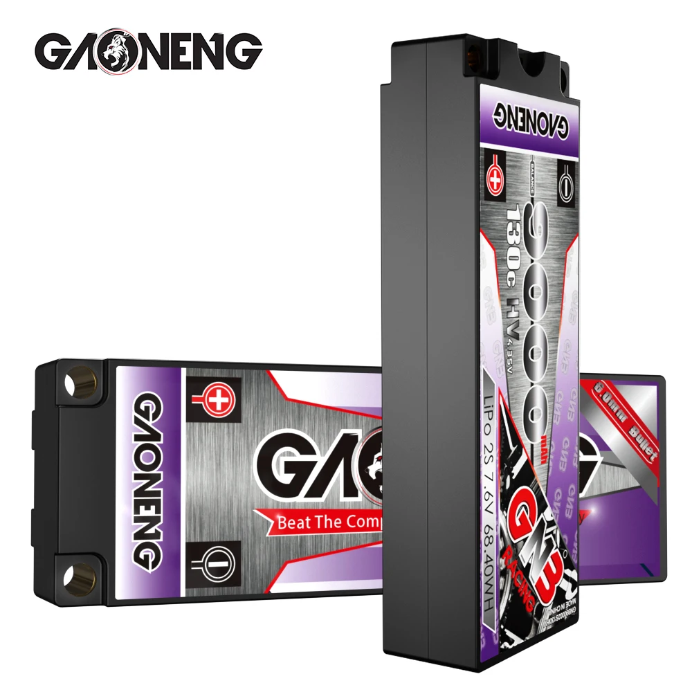 Gaoneng GNB 9000mAh 2S 7.6 V HV 130C Matyti per 6,0 mm Built-in Kulka Hardcase LiHV LiPo Baterija 1:10 RC Automobilių Valtis