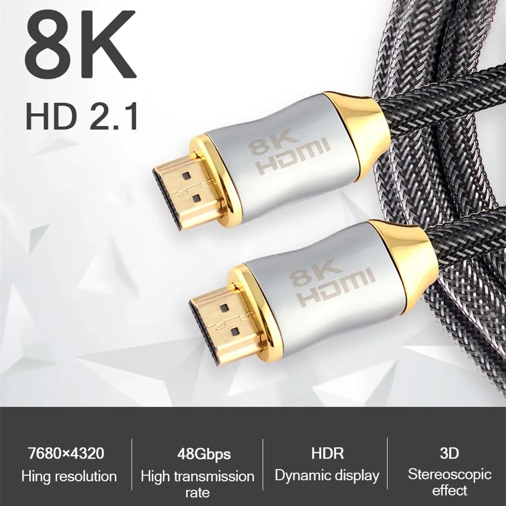 8K HDMI 2.1 Kabelis Xiaomi TV Mi Lauke 60Hz 4K 120Hz HDMI Laidą UHD HDR 48Gbps Garso ir Vaizdo Kabeliai PS5 PS4 Projektorius 1M 2M 3M