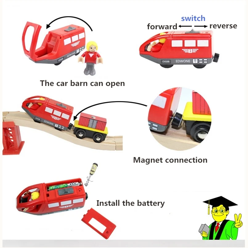 Elektrinis Traukinys Medinių Bėgių Žaislai Standartinio Medinio Traukinio Bėgių kelio Magnetinis Elektros Traukiniu Žaislai Vaikams Gimtadienio Dovanos
