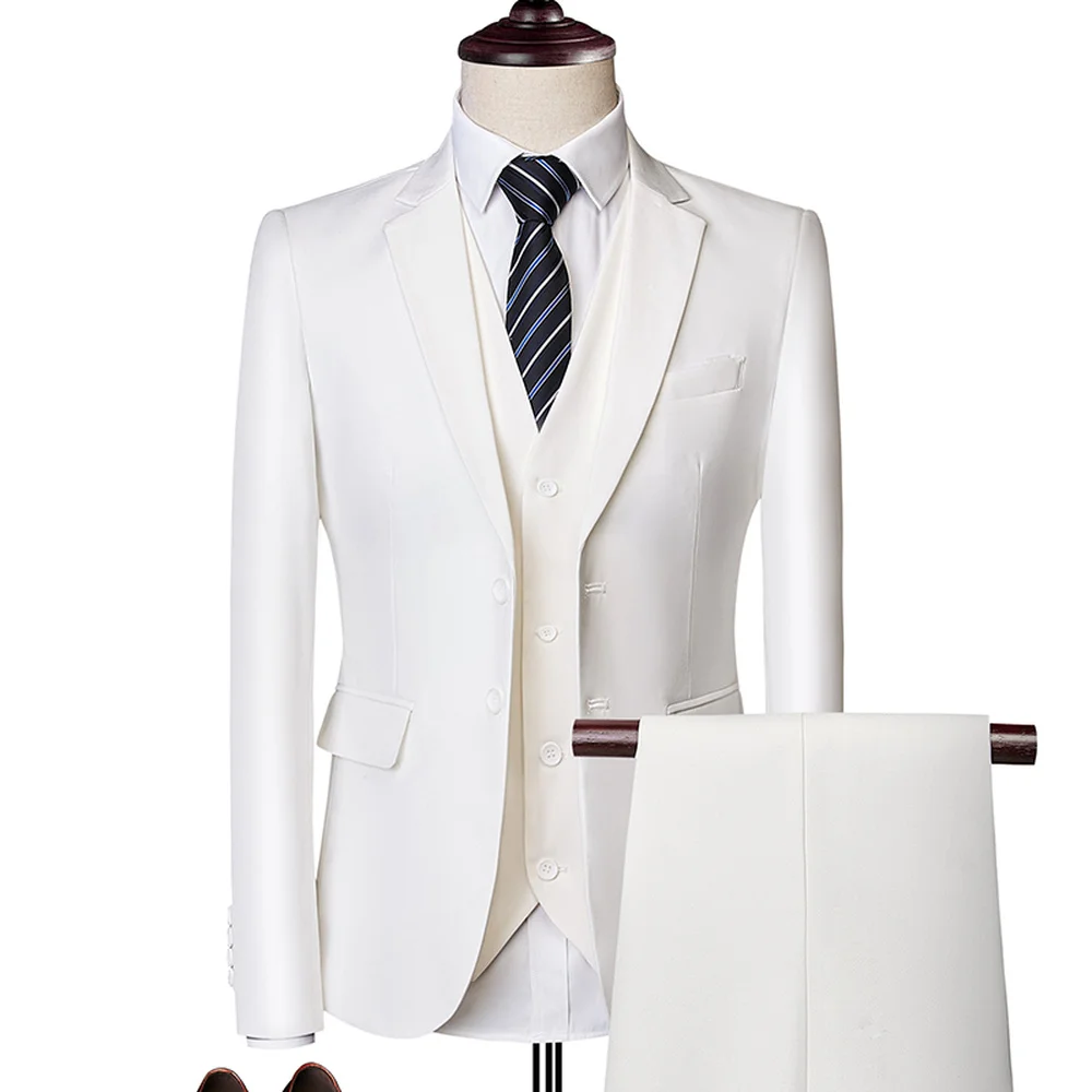 (Švarkas+Kelnės+Liemenė) Klasikinis Vyrų Oficialių Verslo Kostiumas Slim Royal Blue Vestuvių Jaunikis Dėvėti Vyrų Kostiumas Juodas Ponai Kostiumas M-6XL
