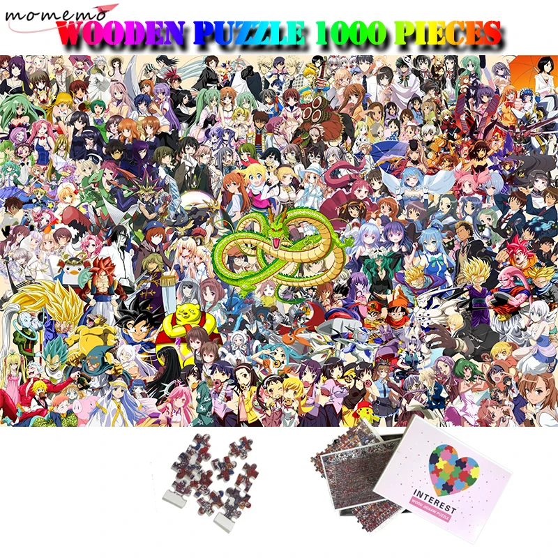 MOMEMO Animacijos Personažas 1000 Vienetų Dėlionės Suaugusiems Medinės Dėlionės Daug Animacinių filmų Anime Simbolių Dėlionės Žaislas Vaikams Dovanos