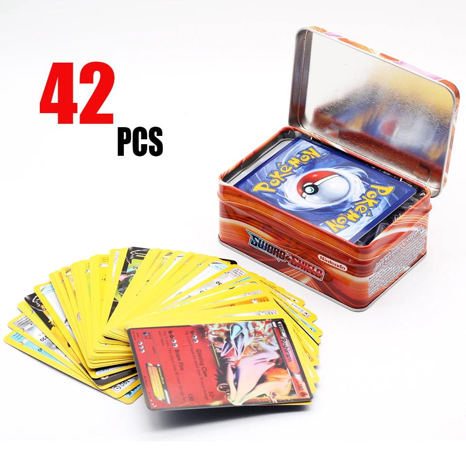 Anime 42PCS Pokemon Kortas Geležies Metal Box 