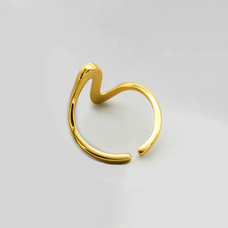Kinitial Coean Banga Atidaryti Žiedas Moterims Minimalistinio Nereguliarus Bangų Modelį Aukso Spalvos Papuošalai Bijoux Gimtadienio Bague Papuošalai Dovana