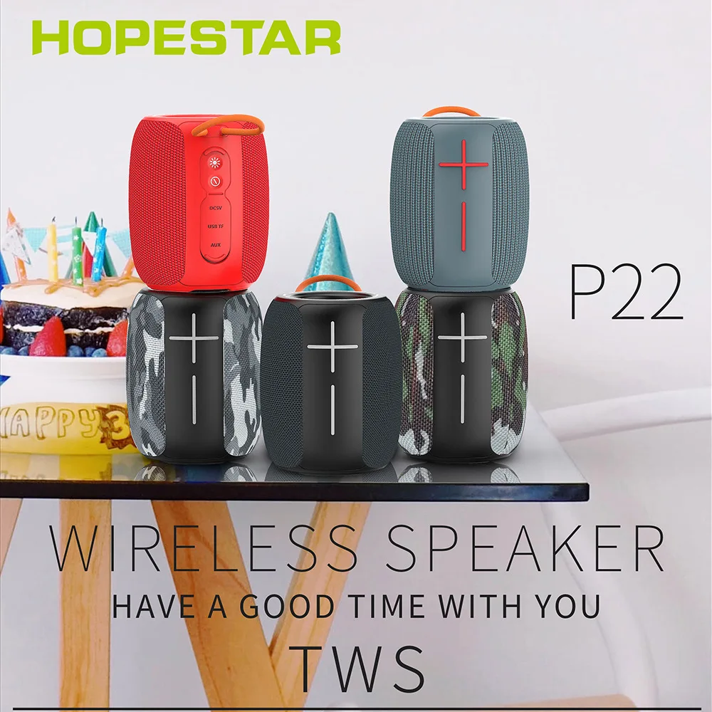 HOPESTAR-P22 Belaidžio IPX6 Vandeniui Portable Bluetooth Speaker Bosinė Kolonėlė Muzikos Grotuvas, žemų dažnių garsiakalbis Boombox Su Mic USB FM TF