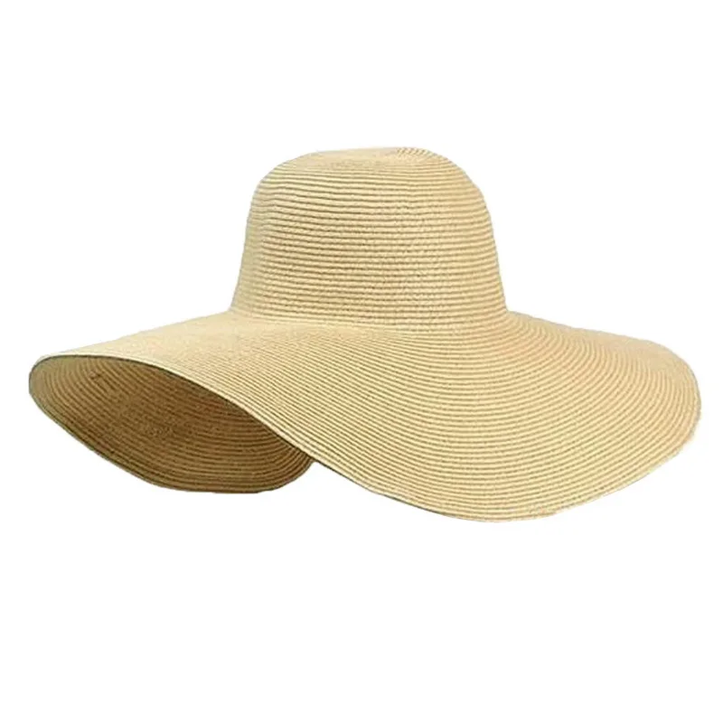 Platus kraštų vasaros saulė šiaudų skrybėlę ponios lauko kelionių didelis kraštų skrybėlę, sulankstomas panamos skrybėlė mados retro moterų dome skydelis