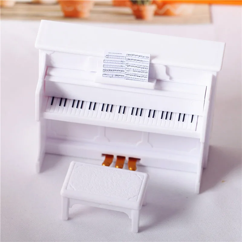 Miniatiūriniai lėlių Baldų Priedai, 1/12 Lėlės Namas Mini Piano ir Bench Set