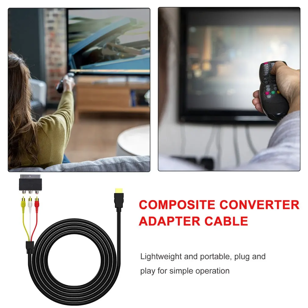 Nešiojamų Didelės raiškos 1080P Video HDMI suderinamus Į 3RCA AV ir Scart Composite Konverteris Adapteris Kabelio Laido