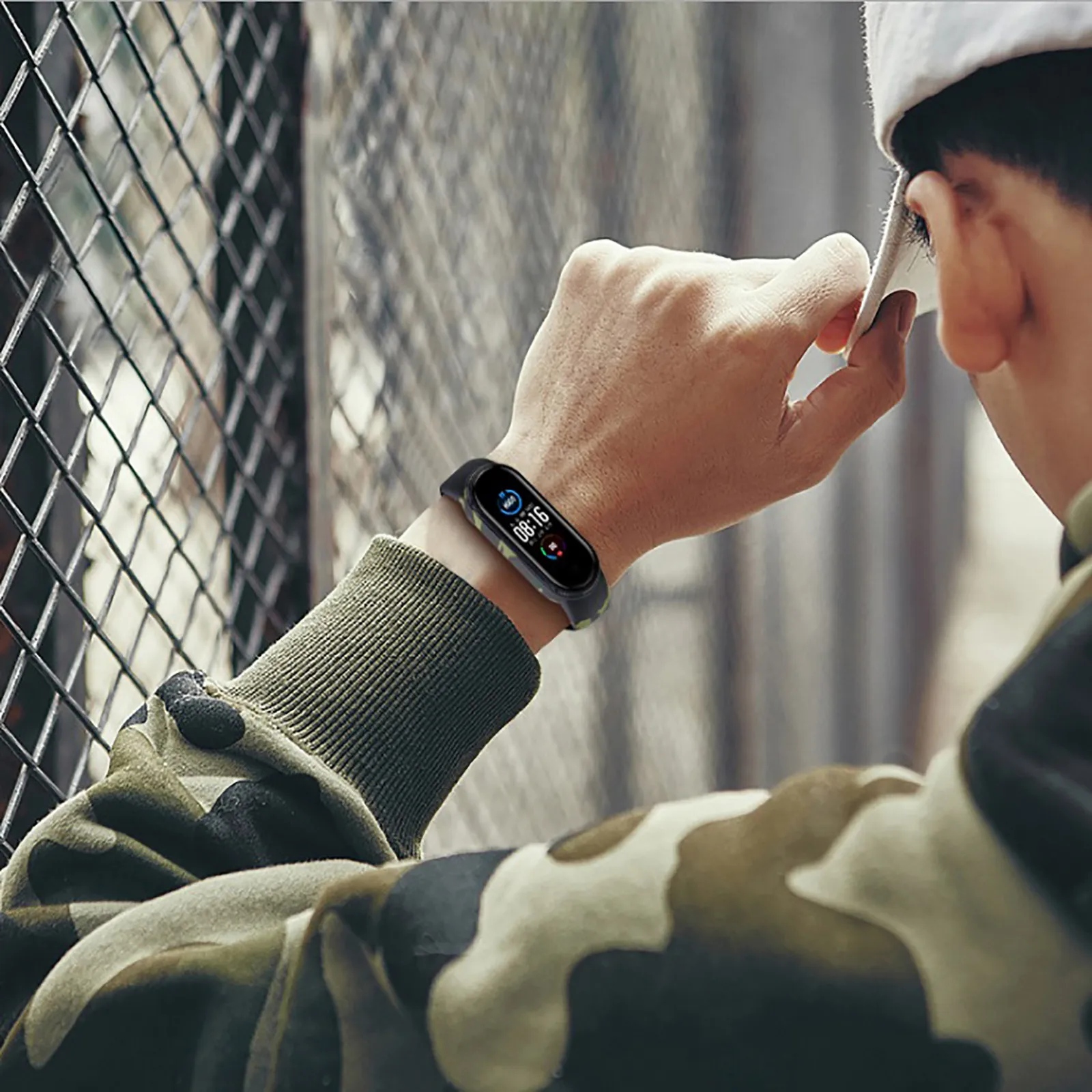 Silikono Dirželis žiūrėti watchband Mi Juosta 6 Dirželis Dažytos Mados Kamufliažas Modelio Pakeitimas Apyrankė Laikrodis Intervalai