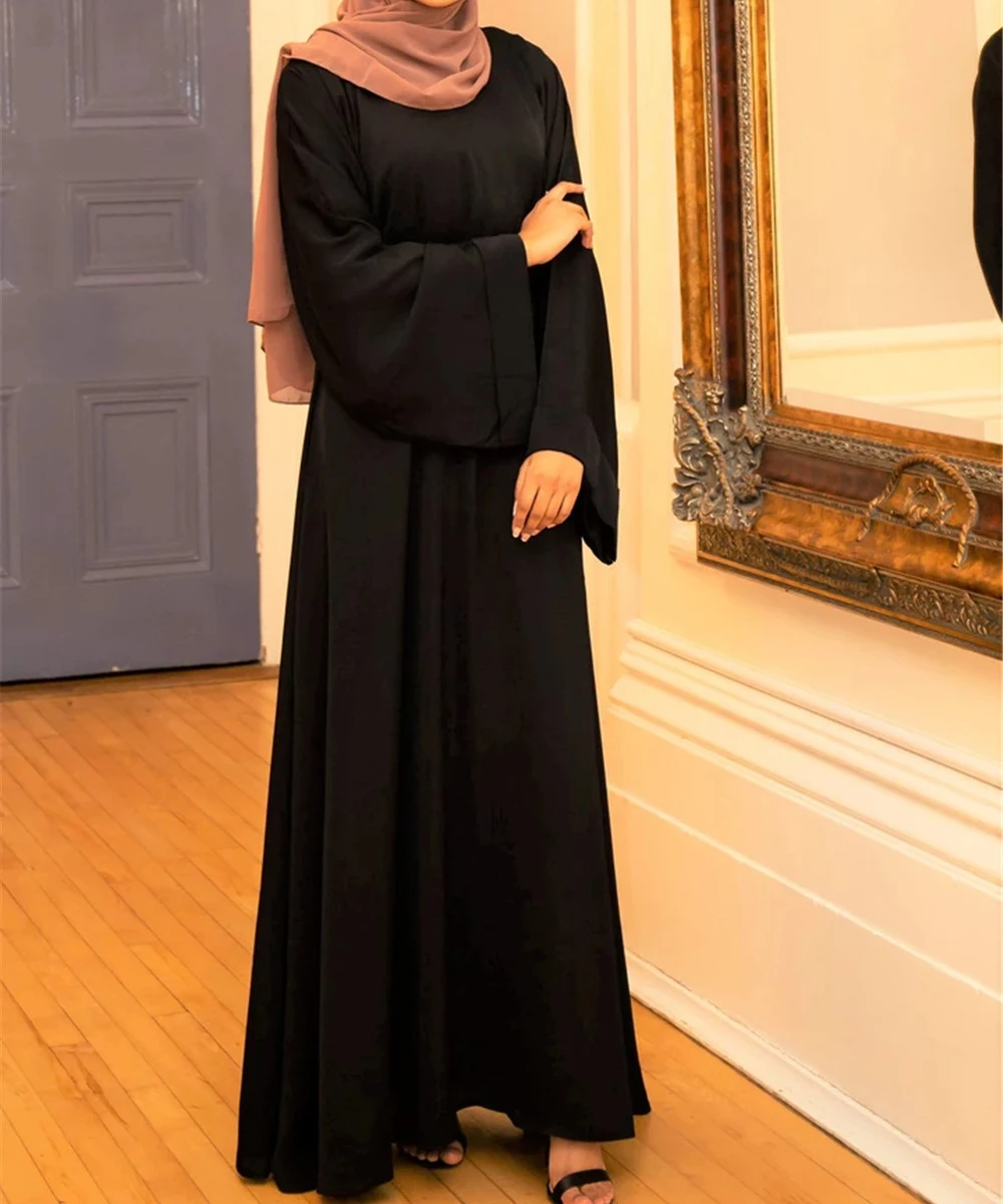 Moteris Musulmonų Maxi Suknelė Abaja Prarasti Nidha Ilgomis Rankovėmis Vientisos Spalvos Dubajus Turkija Kuklus Skraiste Islamo Drabužius Elegantiškas Caftan Suknelė