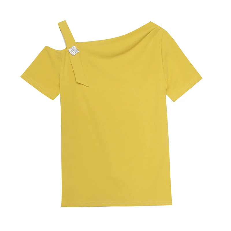 Vasarą Europos Drabužių Medvilnės Kietas T-Shirt Seksualus Mados Deimantų Moterų Viršūnių Trumpas Rankovės Visas Rungtynes Atsitiktinis Tees 2021 T14811A