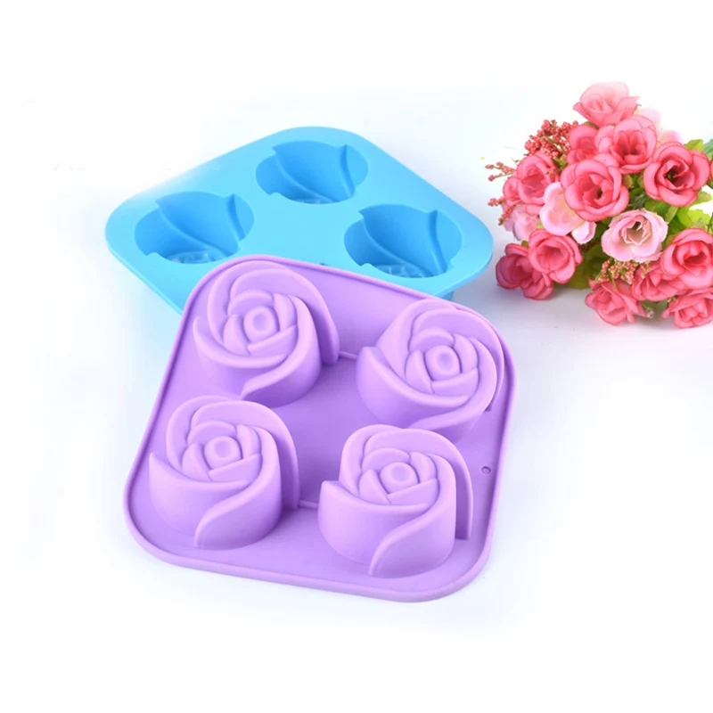 Rožių Žiedų 3D Silikono Slapukas Minkštas Pyragas Pelėsių Cupcake Muilo Sausainių, Šokolado Liejimo PASIDARYK pats Tortas Dekoro Priemonė Bakeware