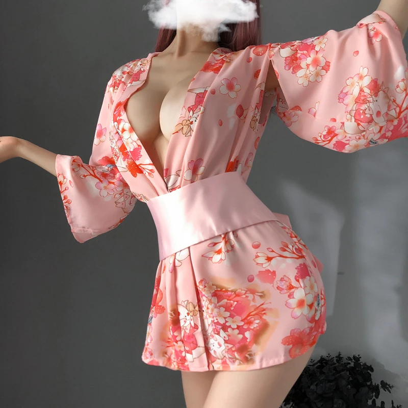 Seksualus apatinis Trikotažas Japoniška Vyšnia Kimono Suknelę, Seksuali Pižama Moterų Vienodas Yukata Pagundai Egzotinių Aistra Kostiumas sekso parduotuvė KARŠTO