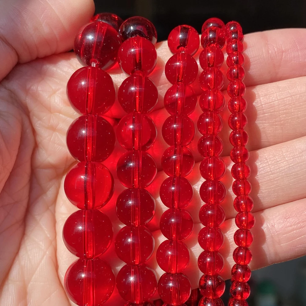 Raudona Stiklo Kristalų Kvarco Akmuo, Apvalus Karoliukai Prarasti Granules Apyrankės Juvelyrikos Priėmimo 
