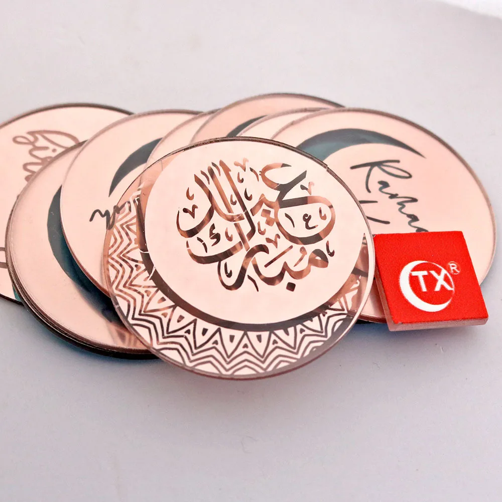 Naujas Musulmonų Akrilo Tortas Toppers Rose Gold Mėnulis Kepimo Islamo Atostogų Tortas Topper už Eid Mubarakas Cupcake Reikmenys, Papuošalai
