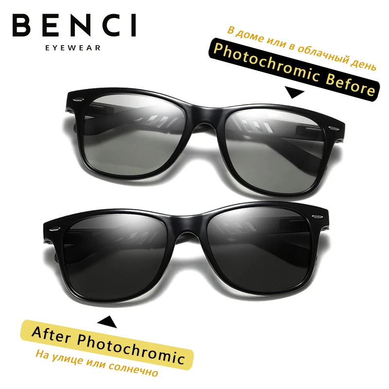 BENCI Classic Prekės ženklo Dieną Naktinio Matymo Saugos Vairavimo Photochromic Akiniai nuo saulės Vyrams Poliarizuota Chameleonas Lauko Saulės akiniai Vyras
